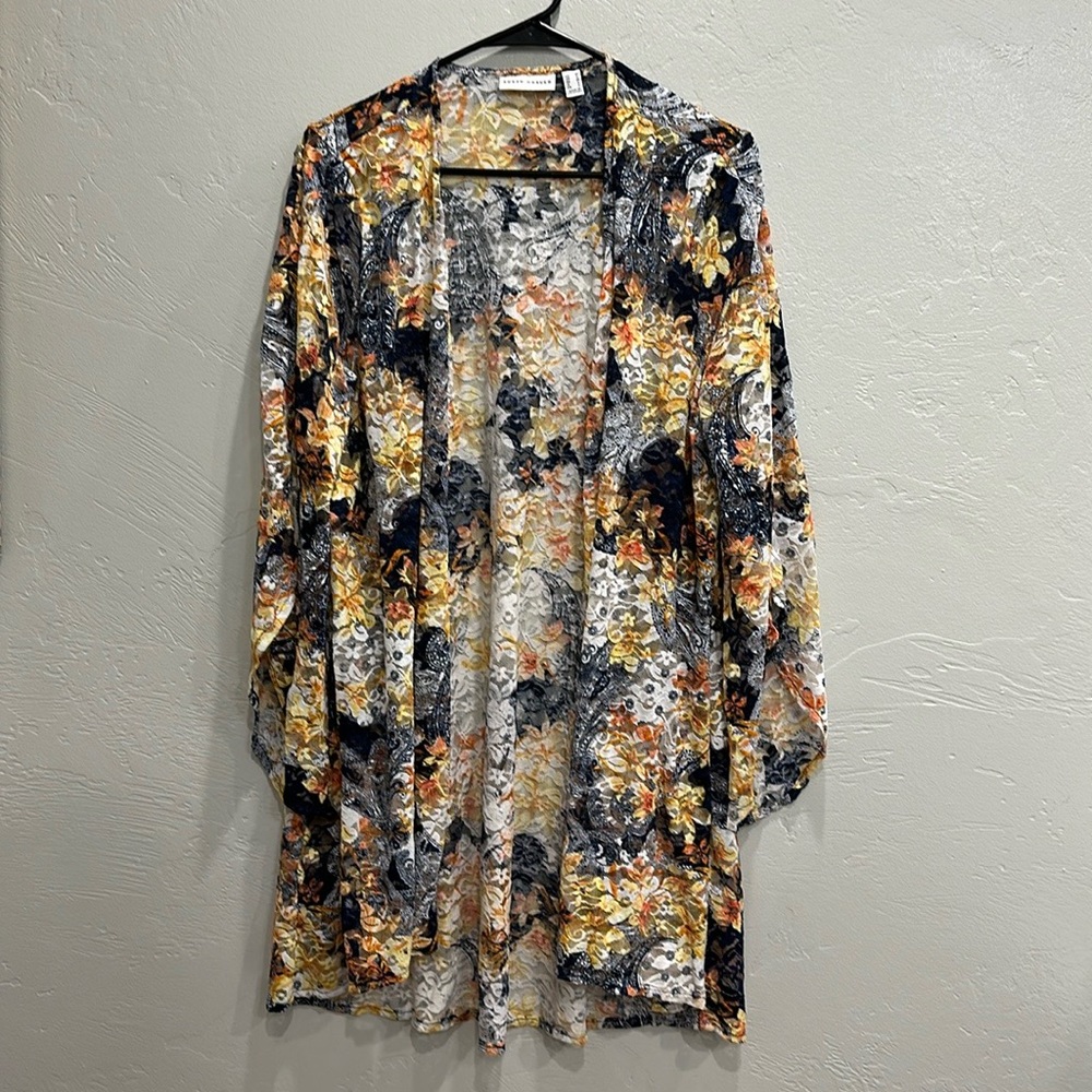 SUSAN GRAVER LACE KIMONO DUSTER CARDIGAN SIZE M